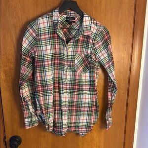 J. Crew Red and Green Button Down Shirt